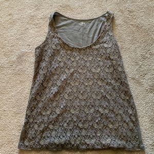Loft M Gray Lace Tank Top